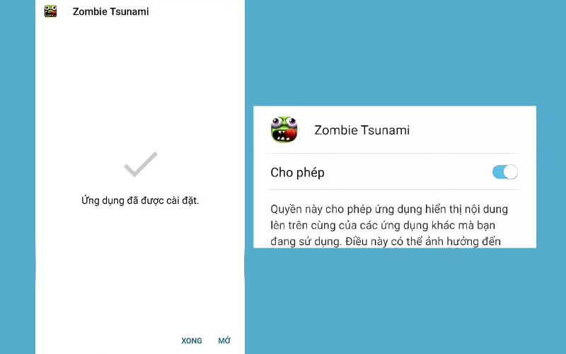 Cho phép quyền truy cập Zombie Tsunami