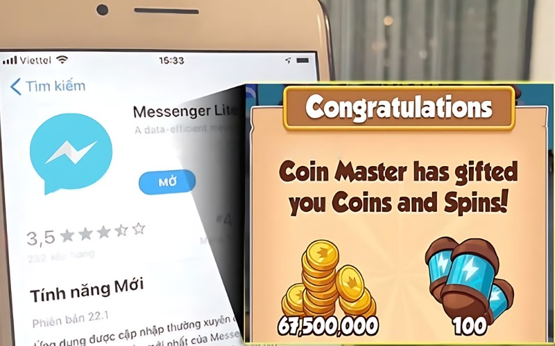 Nhận code coin master qua link trên Messenger Lite