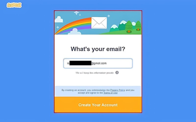 Nhập gmail tạo tài khoản Scratch